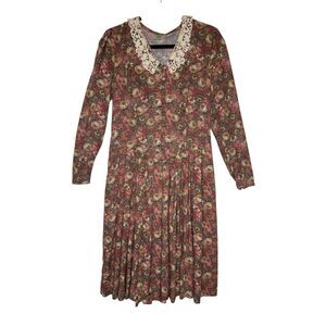 Vintage Laura Ashley Dress Cottage Rose Long Sleeve 80’s Size 6 Cottagecore